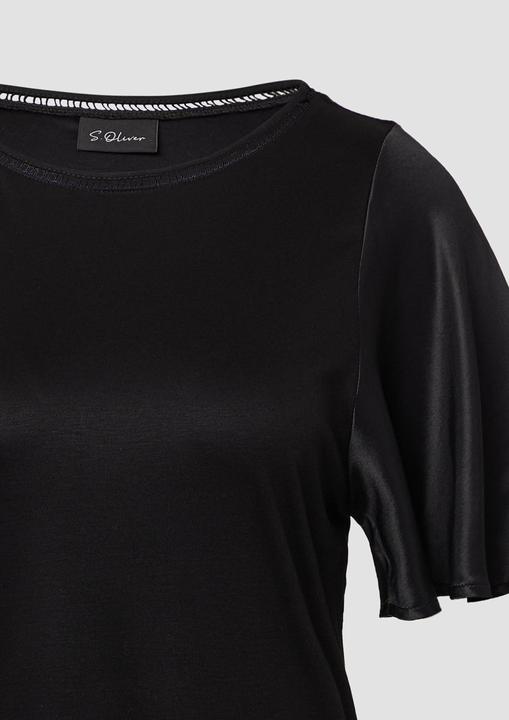 Immagine prodotto S.Oliver T-Shirt Viskose-T-Shirt mit Rundhalsausschnitt und Satin-Ärmeln (34)