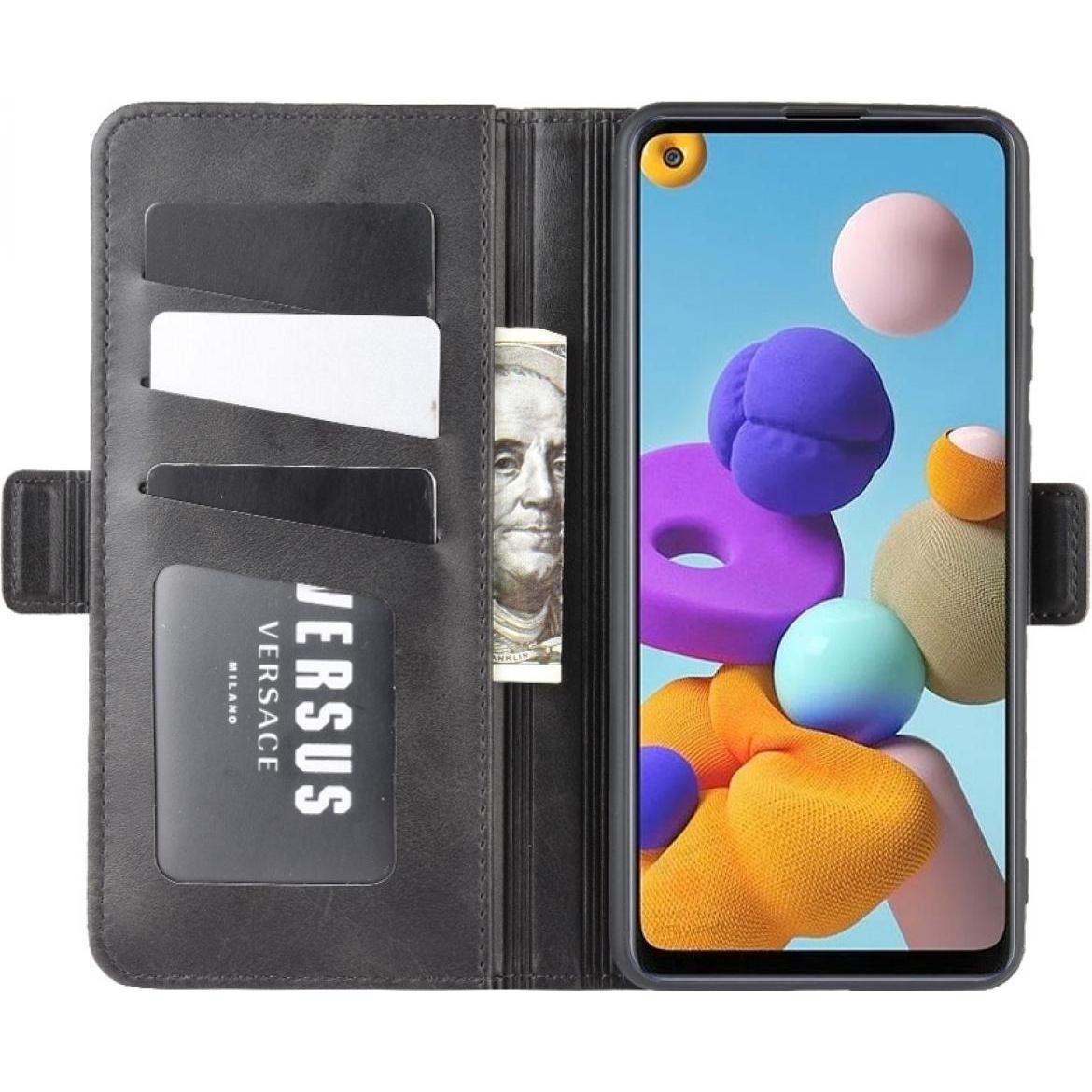 Screenguard Samsung Galaxy A21s CardLounge Lederhülle (Samsung Galaxy A21s), Smartphone Hülle, Schwarz