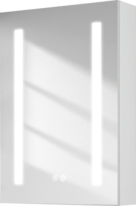 Emke Badezimmerschrank mit Beleuchtung 60x40 cm, Mattweiss, Schminkschrank, dimmbar, Antibeschlag