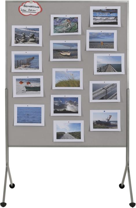 Produktbild Rocada Moderationswand, mobil, HxBxT 1950x1200x680 mm, Textilbezug grau