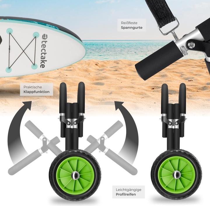 Image du produit tectake Chariot de transport pour planche de surf WaveWheel, pliable, pour 2 planches