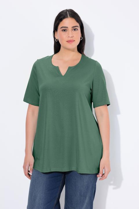 Actual product image Ulla Popken Essential Notch Neck Stretch Tee (62)