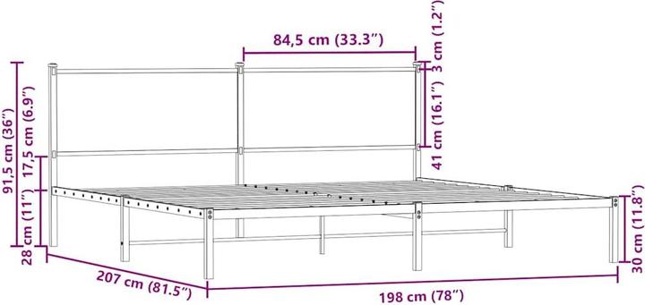 Actual product image VidaXL Bed frame with headboard (75 x 190 cm)