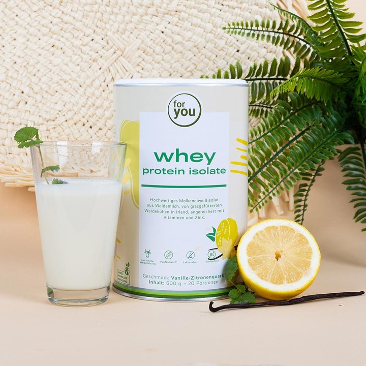 Produktbild For You whey protein isolate - Vanille-Zitronenquark (Vanille-Zitronenquark, 1 Stk., 600 g)