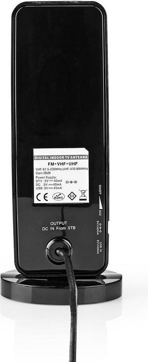 Produktbild Nedis Innenantenne Aktiv FM/UHF/VHF Empfangsbereich: 0-15 km LTE700 Verstärkung dBi (bei Antennenkab (Zimmerantenne, 28 dB, UKW / MW / LW, DAB/ DAB+)