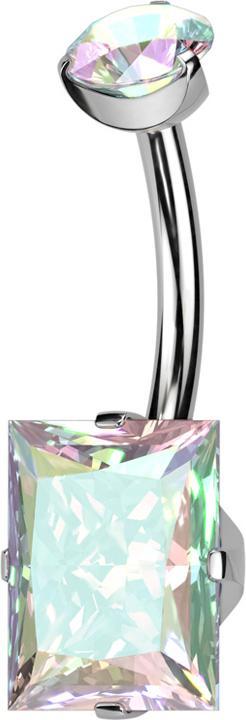 Immagine prodotto Hollywood Body Jewelry Banane Innengewinde silber runder Kristall multicolor gefasst und rechteckiger Kristall multicolor g (senza ottone, Titanio)