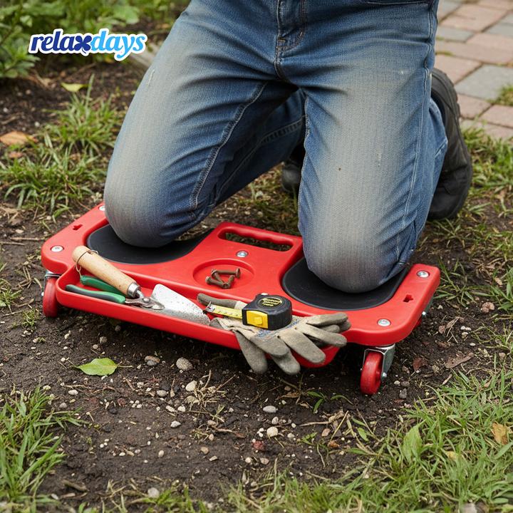 Actual product image Relaxdays Knierollbrett mit Werkzeugablage