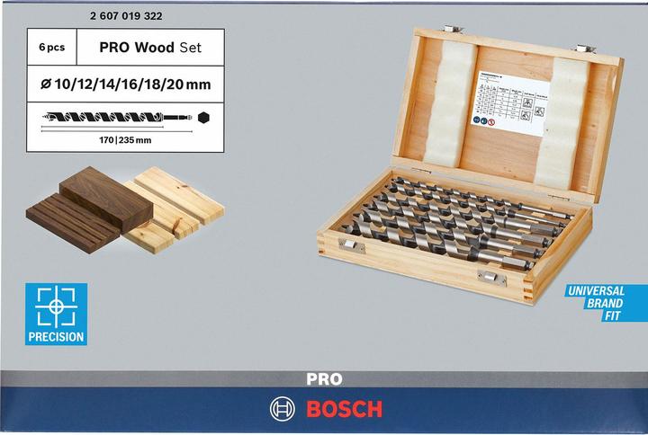 Produktbild Bosch Professional Zubehör PRO Wood Holzschlangenbohrer-Set, 6-tlg. (10 mm, 12 mm, 14 mm, 16 mm, 18 mm, 20 mm)