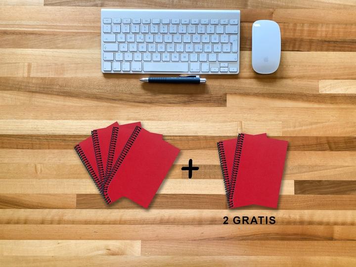 Image du produit A 6 Carnet de notes - set, 4+2 gratuit, Luxury 80 pages ROT JUPITER GLITTER-OPTIK, quadrillé 10x10mm (A6, Quadrillé)