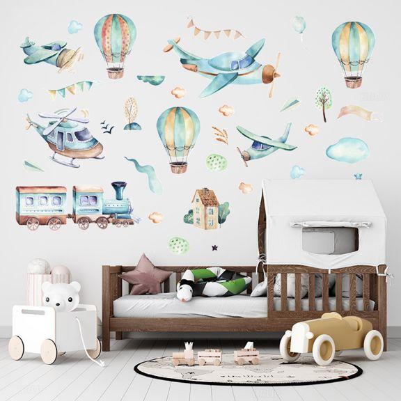 Image du produit Konjac Sponge ROOM Decor SIPO-WS63024 NAKLEJKI NA ŚCIANĘ SAMOLOTY BALONY