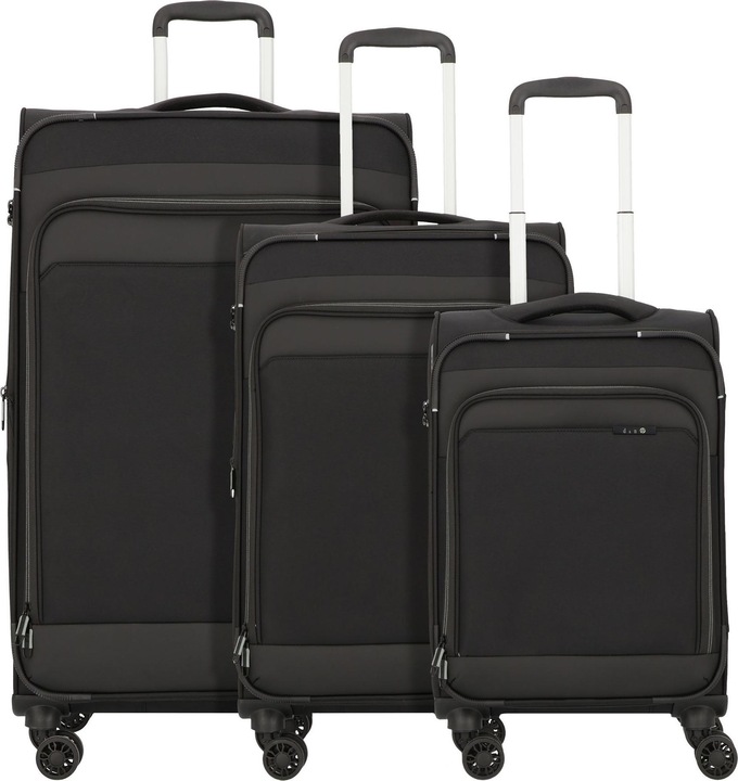 Immagine prodotto D&N Travel Line 9504 Set di valigie a 4 ruote, 3 pezzi con ripiegamento elastico (204 l, XL (da 115l))