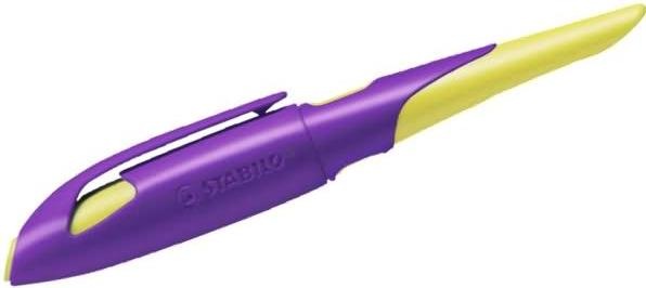 Actual product image STABILO EASYbirdy ergonomic school fountain pen for right-handers standard nib (Yellow, Violet, 1 x)