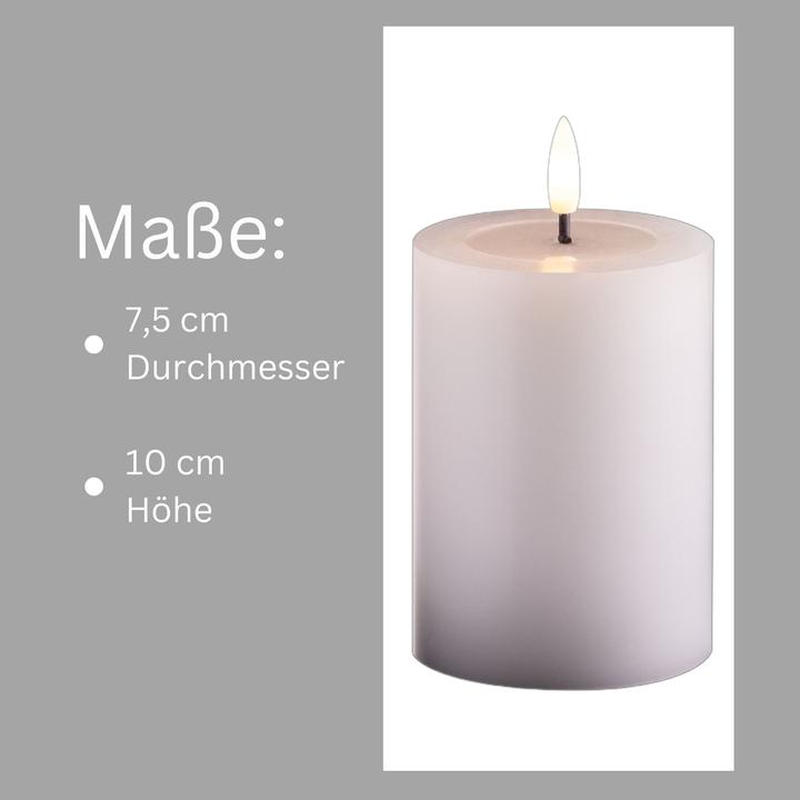 Produktbild Novaliv 2er Set Led Kerzen flackernde Flamme mit Echtwachspiegel weiss 7,5cm ø 1x 12,5 cm, 1x10 cm Höhe, LED (2 x)