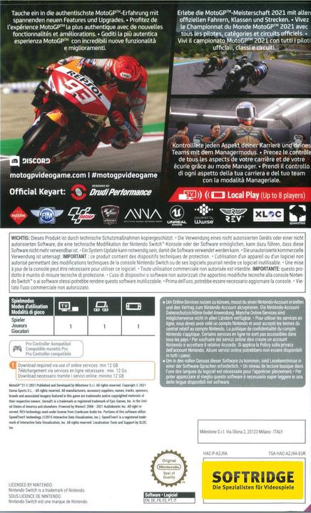 Produktbild Milestone Moto GP 21 - Code in a Box (Switch, DE, FR, IT)