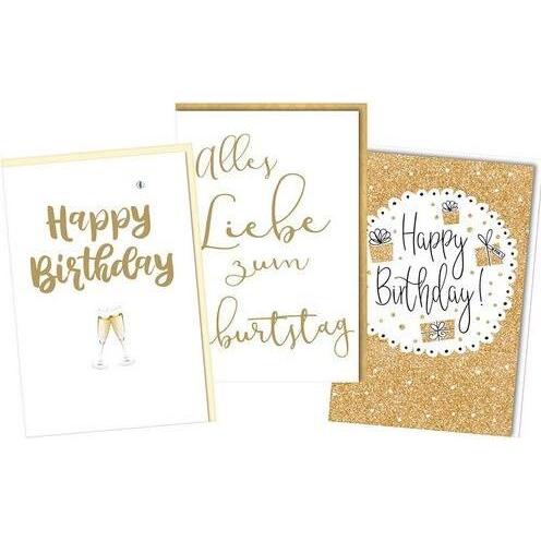 Markenlos, Grusskarte + Briefpapier, Braun & Company Geburtstagskarten 5939-0038 Papier Mehrfarbig (3 Stk.)