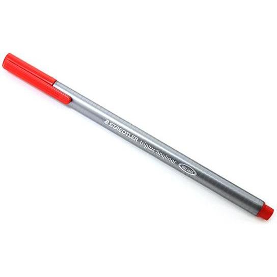 Thumbnail - 4x Staedtler, Schreibstifte, triplus 334, Red, Grey, Red, Triangle, Water-based ink, Metal, 0.3 mm (Rot, 10 x)