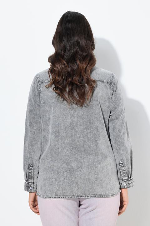 Actual product image Ulla Popken Denim Long Sleeve Button Down Shirt (58, 60)