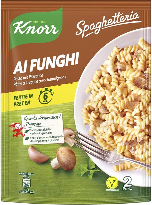 Produktbild Knorr Spaghetteria Ai Funghi Pasta Pilzsauce Beutel, Teigwaren mit crèmiger Pilz Sauce, Fertiggericht (218 g)