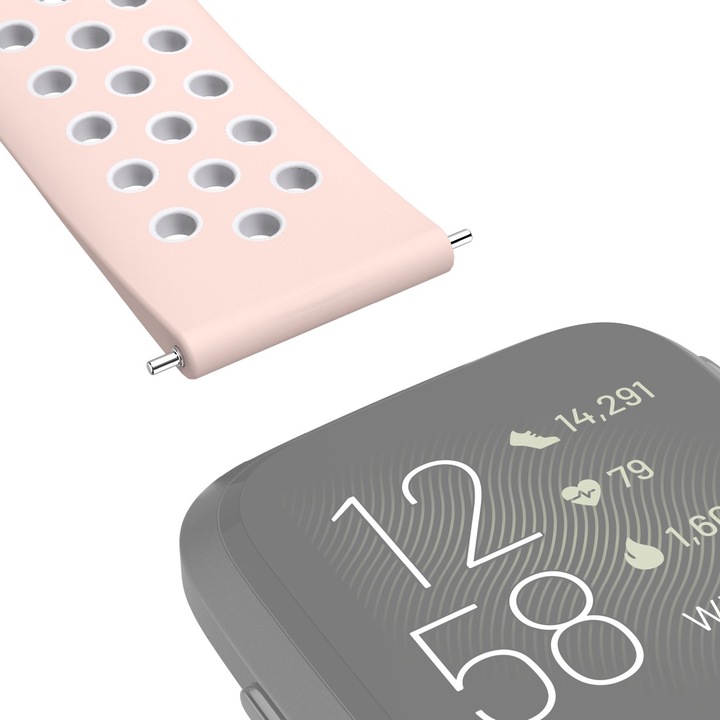 Produktbild Hama 00086229 Smartwatch-Zubehör Band Grau (Silikon, Rostfreier Stahl, Versa 2, Versa Lite, Versa)