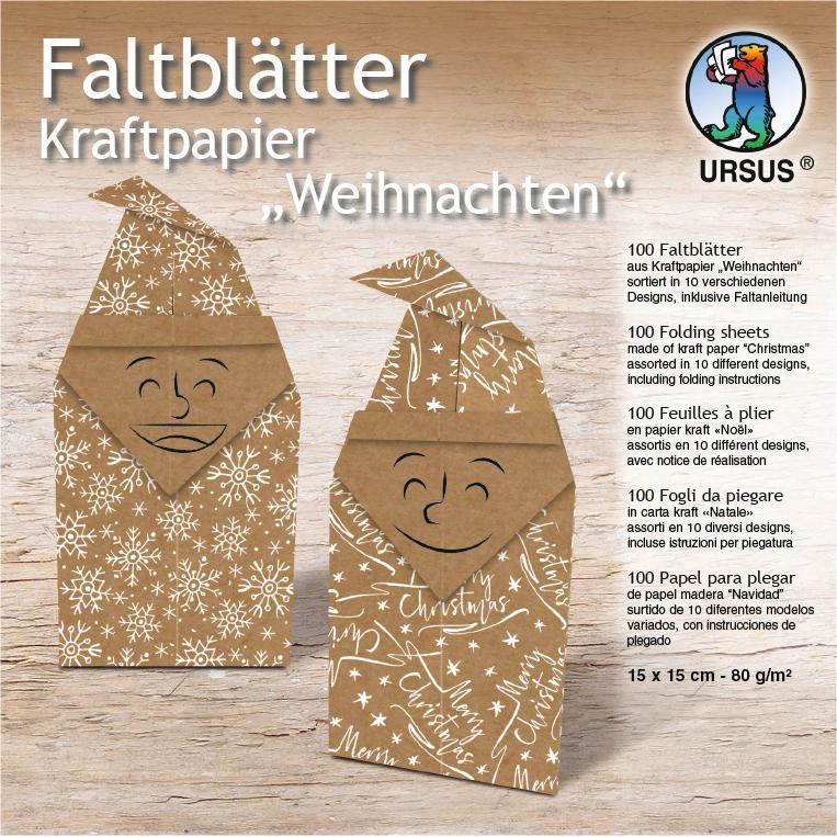 Ursus Faltblätter Weihnachten, 15 x 15 cm, 80 g/m², 100 Blatt