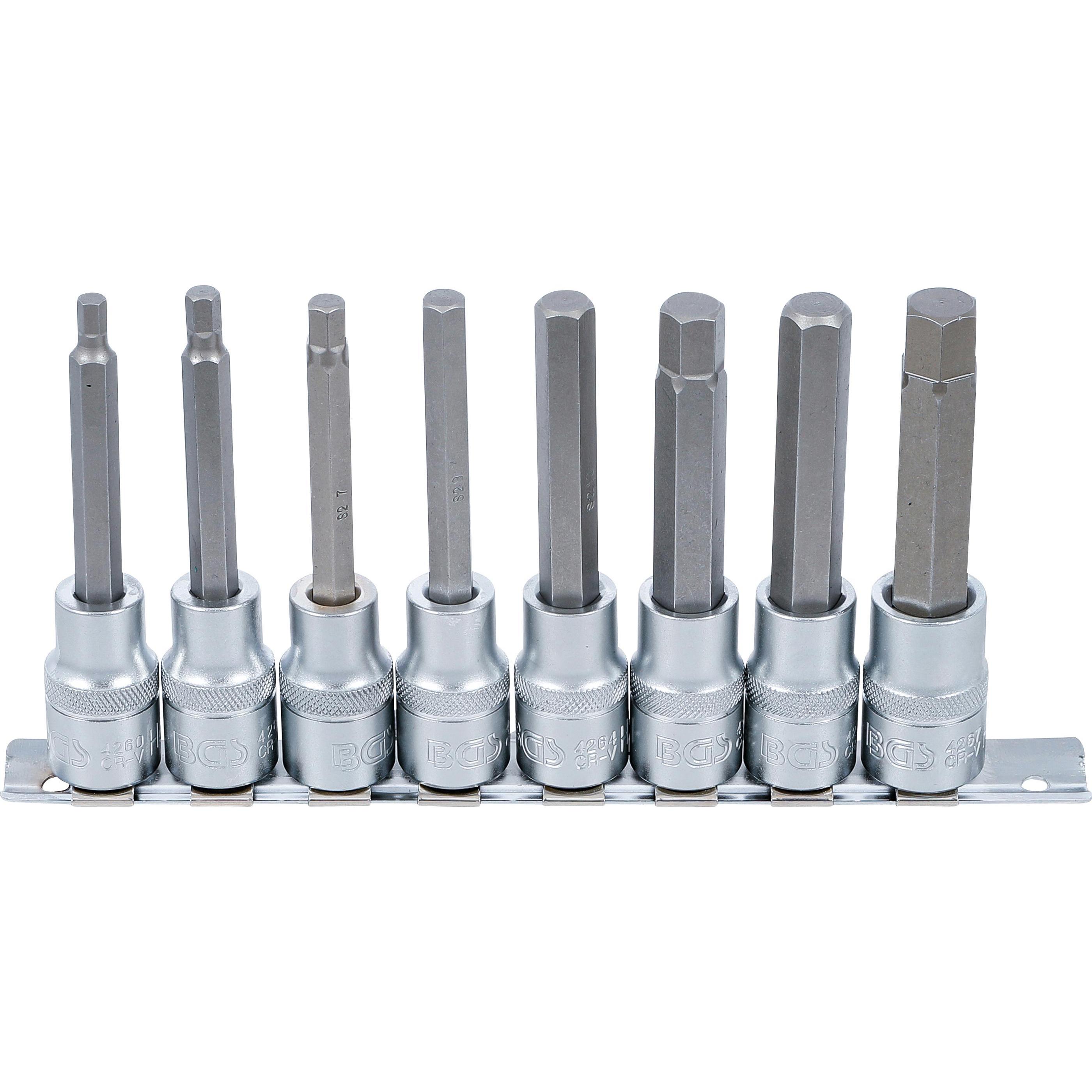BGS, Bits, Bit-Einsatz-Satz Antrieb Innenvierkant 12,5 mm (1/2") Innensechskant 5 - 13 mm 8-tlg. (12,5 mm)