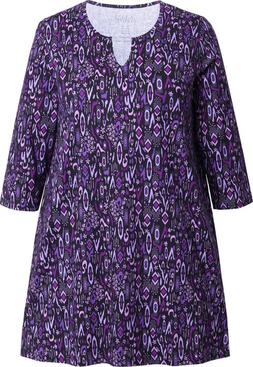 Actual product image Ulla Popken Mixed Floral Print 3/4 Sleeve Knit Tunic (50, 52)