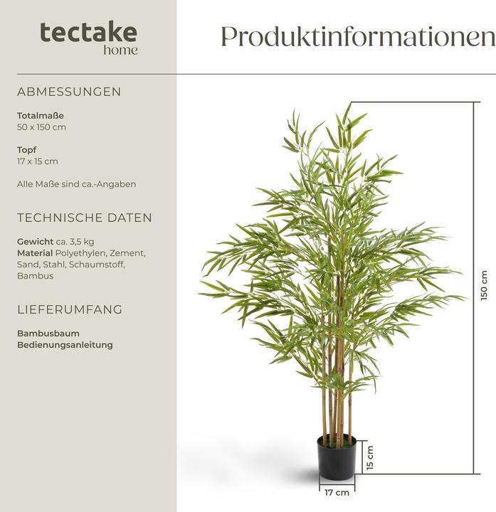 Actual product image tectake Bamboo tree Bambosa (150 cm)