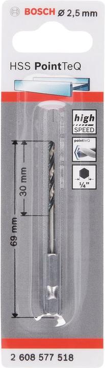 Produktbild Bosch Professional Zubehör HSS PointTeQ Sechskantbohrer 2,5 mm (2.5 mm)