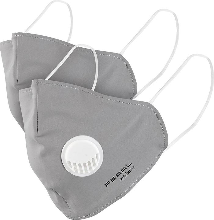 Pearl 2er-Set Mund-Nasen-Stoffmasken mit Ventil, waschbar, Grösse L (2 x)