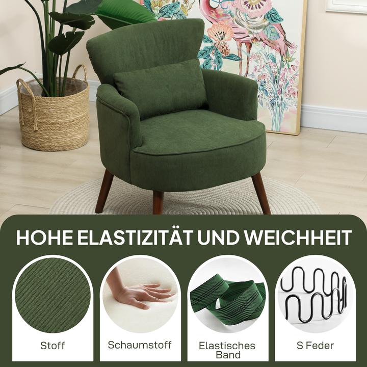 Produktbild Homcom Einzelsessel Polyester, Gummiholz Grün