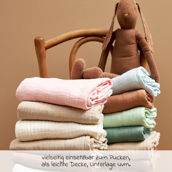 Produktbild Meyco Baby Uni swaddle - 2er pack - pre-washed musselin - soft sand/taupe - 120x120cm (120 cm, 120 cm)