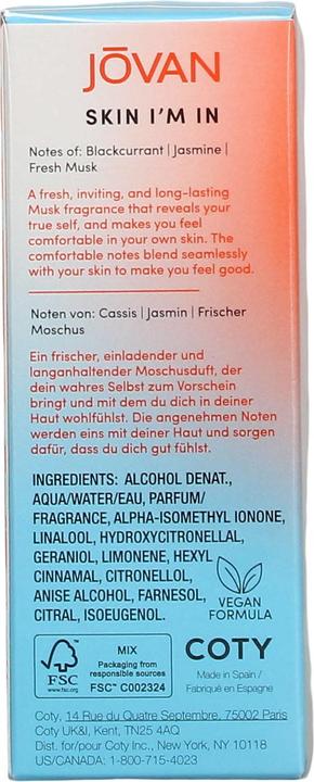 Actual product image Jovan Skin I'm In (Eau de parfum, 50 ml)