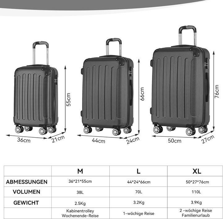 Immagine prodotto Beibye Hartschalen-Reisekoffer-Set (110 l)