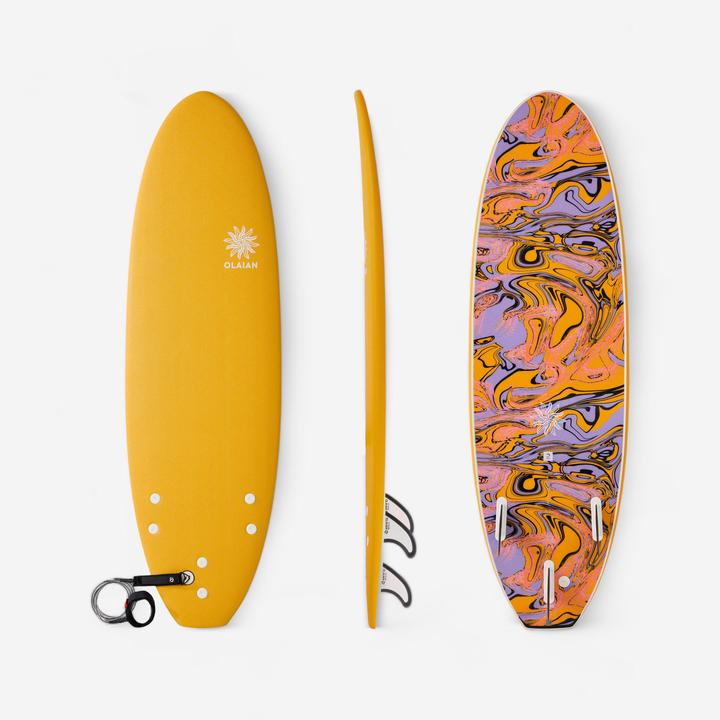 Olaian Surfboard Schaumstoff Kinder und Erwachsene 6' - 500 Soft gelb (6')