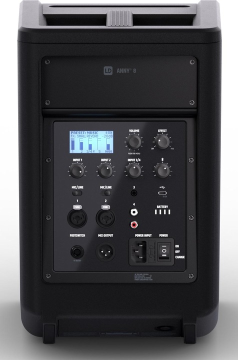 Produktbild LD Systems ANNY® 8 - Tragbarer Bluetooth® PA-Lautsprecher mit Akku und Mixer, Stage Black (Aktiv, 1x 80 W)