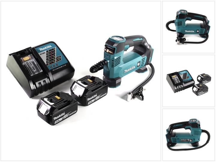 Immagine prodotto Makita DMP 180 RT Compressore a batteria 18 V 8.3 bar + 2x batteria 5.0 Ah + caricatore (8.30 bar, 12 l)