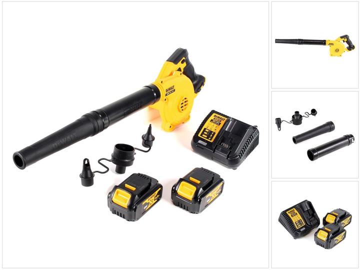 Produktbild DeWalt DCV 100 M2 18 V Akku Gebläse / Laubbläser + 2 x DCB 182 4,0 Ah Akku + DCB 115 Ladegerät (Akkubetrieb, Laubbläser)