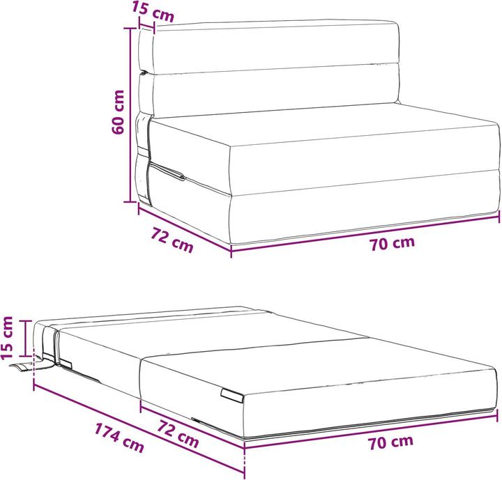 Produktbild vidaXL Klappsofabett