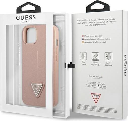Produktbild Guess GUHCP13SPSATLP iPhone 13 mini 5,4 Zoll Pink/Pink Hard Case SaffianoTriangle Logo (Apple iPhone 13 mini)