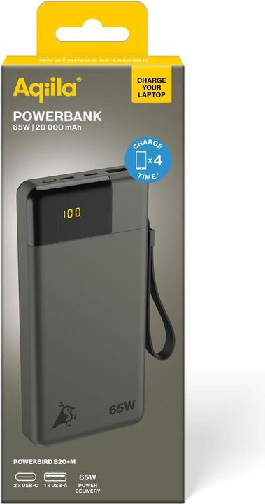 Actual product image Aqiila Powerbird B20B+ - Powerbank 20000 mAh, 65W - Moss (20000 mAh, 74 Wh)