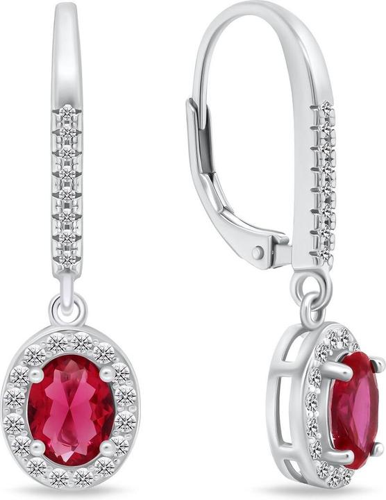 Produktbild Brilio Silver - Silver dangle earrings with fuchsia zircons EA752WR