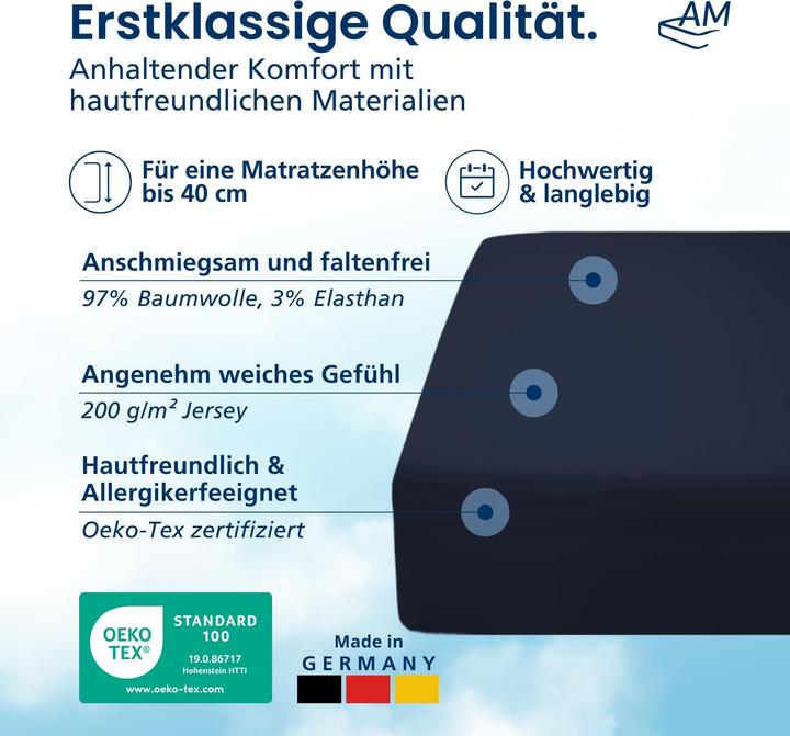 Actual product image AM Qualitätsmatratzen Premium Spannbettlaken für Boxspringbett, Baumwolle (200gsm) (160 x 190 cm)
