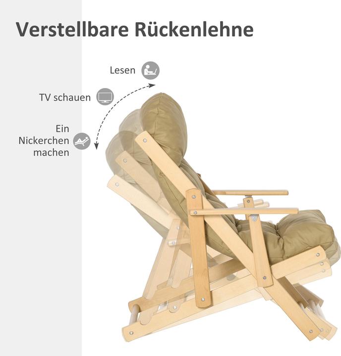 Image du produit Homcom Relaxsessel Buchenholz, Schaumstoff Braun