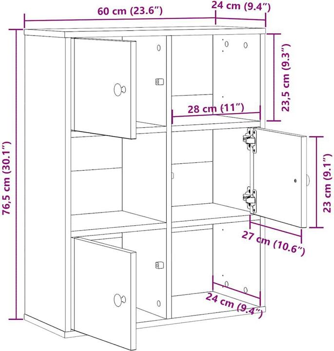 Produktbild vidaXL Bücherregal (60 x 24 x 76.50 cm)