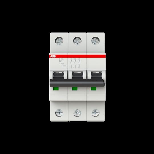 Produktbild ABB S203-D2 Sicherungsautomat D-Char., 6 kA, 2 A, 3P