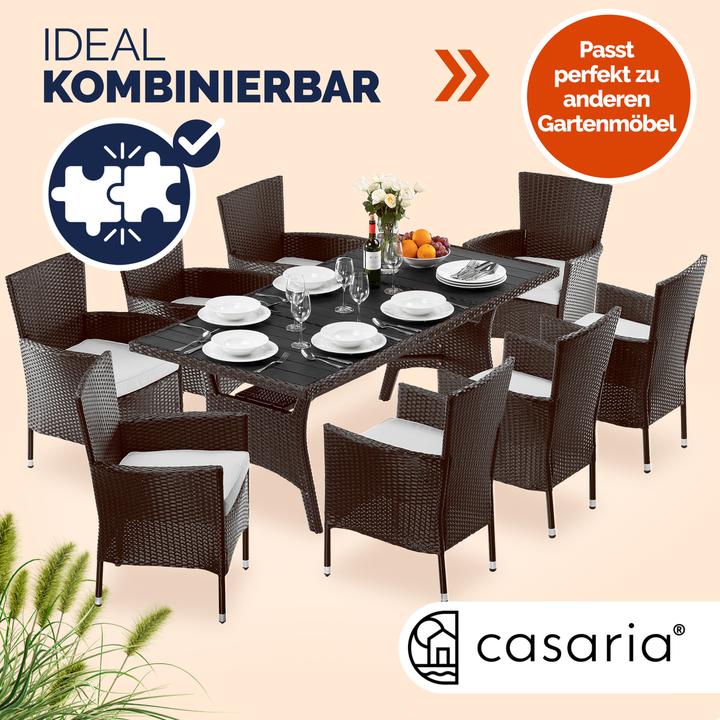 Produktbild Casaria Polyrattan Gartentisch WPC (190 x 90 x 75 cm)