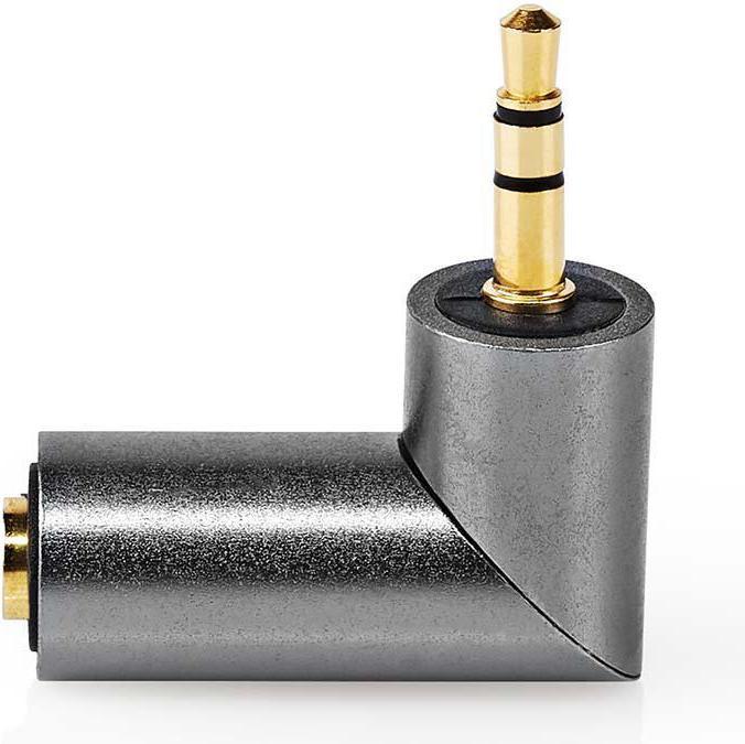 Actual product image Nedis Stereo Audio Adapter 3.5 mm Male 3.5 mm Female Gold Plated Straight Metal Anthracite/Gold 1 Pc.