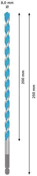 Produktbild Bosch Professional Zubehör Expert HEX-9 Multi Construction Bohrer, 8 x 200 x 250 mm (8 Millimeter)