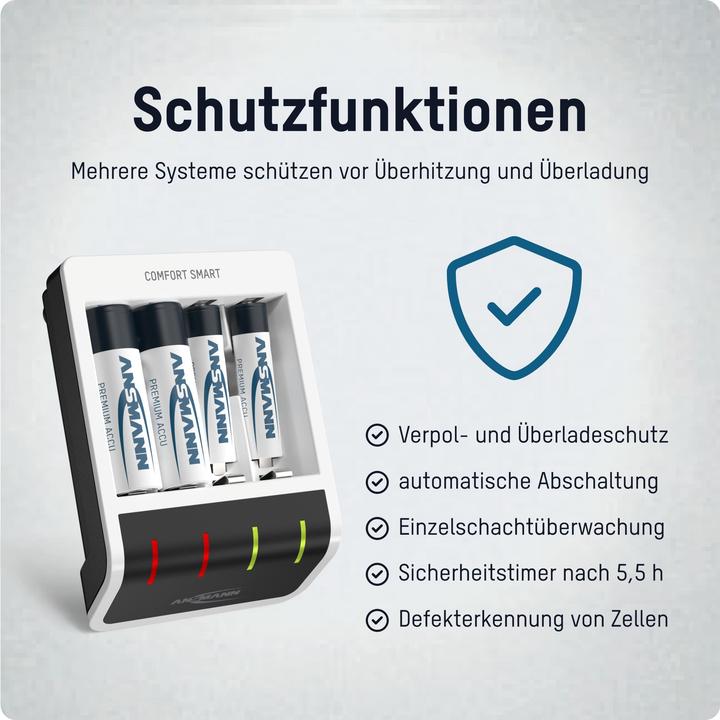 Immagine prodotto Ansmann Caricabatterie Comfort Smart (1 pz., AAA, AA, 800.80 mAh, Batteria + Caricabatterie)