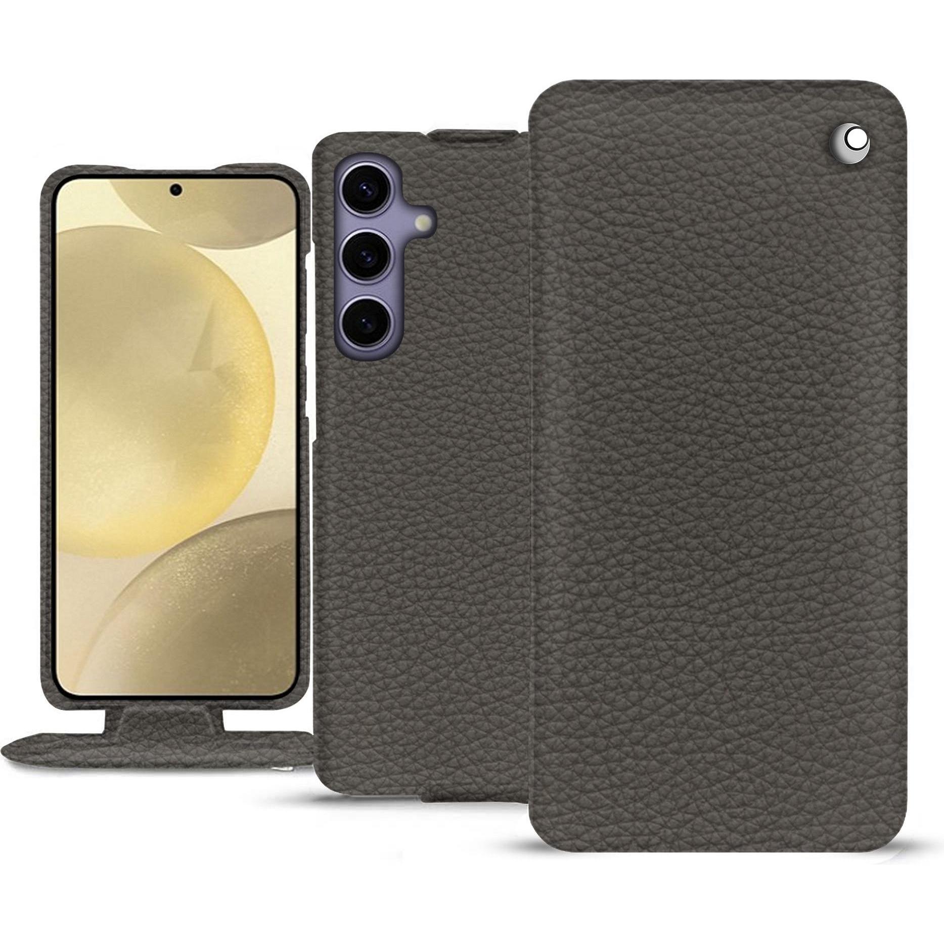 Noreve Lederschutzhülle vertikal (Samsung Galaxy S24+), Smartphone Hülle, Grau